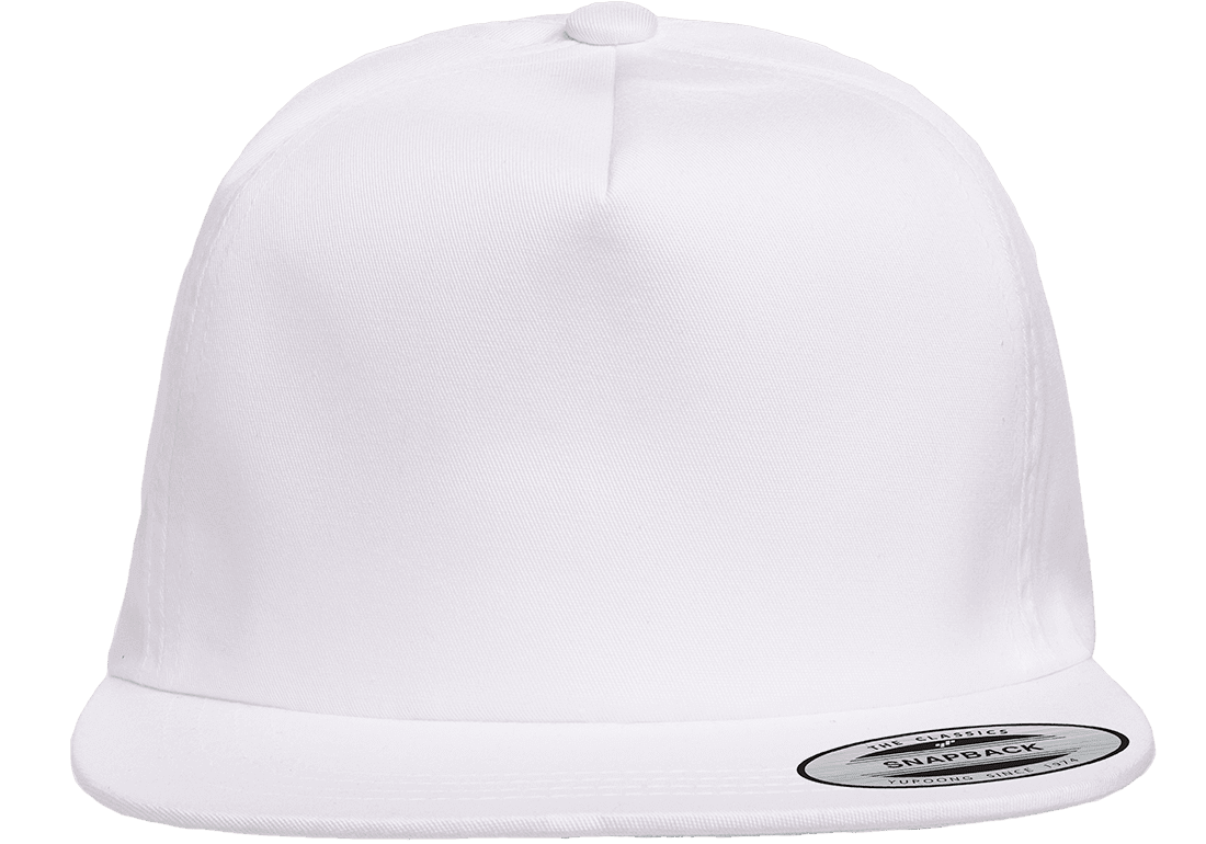 Yupoong Adult Unstructured 5 Panel Snapback Cap in White