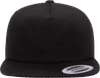 Am image of a Custom Yupoong Adult Unstructured 5 Panel Snapback Cap in Black!