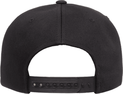 Am image of a Custom Yupoong Adult Unstructured 5 Panel Snapback Cap in Black!
