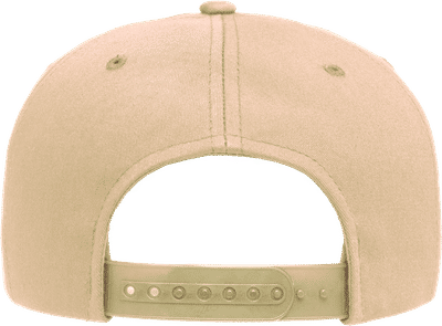 Am image of a Custom Yupoong Adult Unstructured 5 Panel Snapback Cap in Khaki!