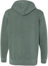 Am image of a Custom Independent Trading Co Pigment Dyed Hooded Sweatshirt in Pigment Alpine Green!