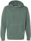 Am image of a Custom Independent Trading Co Pigment Dyed Hooded Sweatshirt in Pigment Alpine Green!