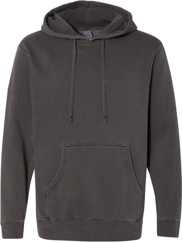 Am image of a Custom Independent Trading Co Pigment Dyed Hooded Sweatshirt in Pigment Black!