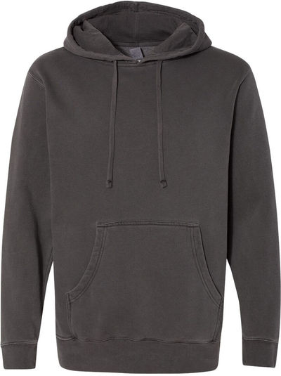 Am image of a Custom Independent Trading Co Pigment Dyed Hooded Sweatshirt in Pigment Black!
