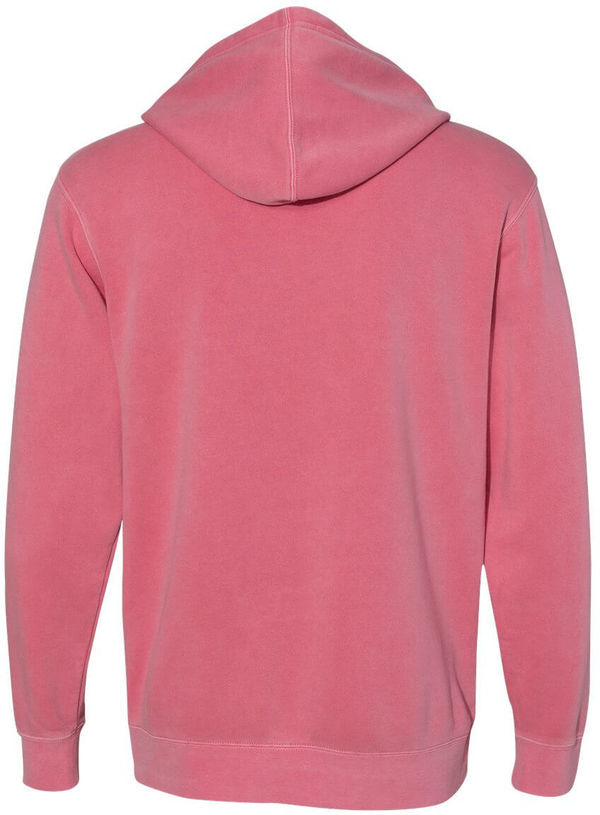 Am image of a Custom Independent Trading Co Pigment Dyed Hooded Sweatshirt in Pigment Pink!