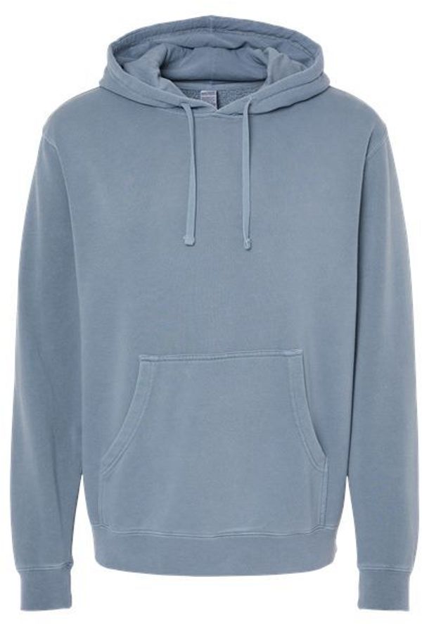 Am image of a Custom Independent Trading Co Pigment Dyed Hooded Sweatshirt in Pigment Slate Blue!
