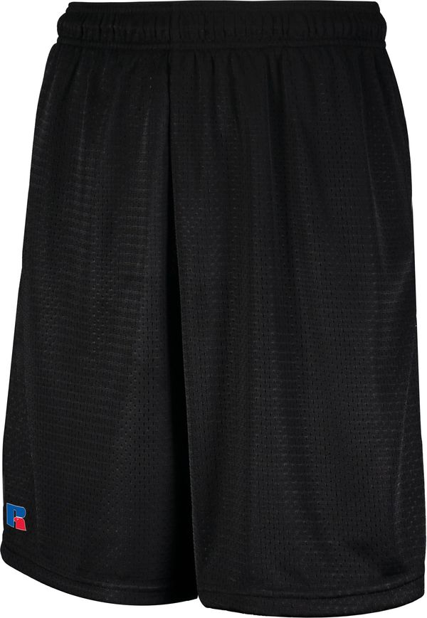 Am image of a Custom Russell Athletic Mesh Shorts With Pockets in Black!