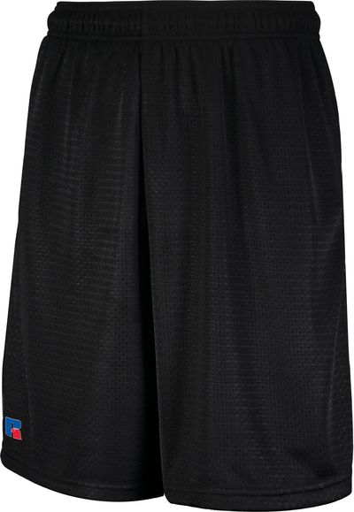 Am image of a Custom Russell Athletic Mesh Shorts With Pockets in Black!