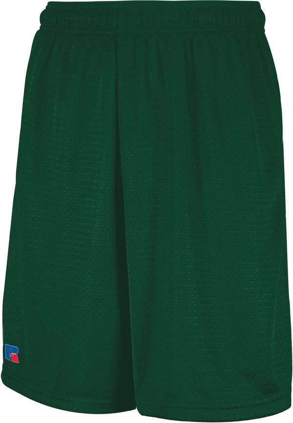Am image of a Custom Russell Athletic Mesh Shorts With Pockets in Dark Green!