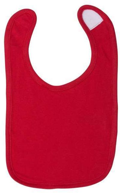 Am image of a Custom Rabbit Skins Infant Premium Jersey Bib in Red!
