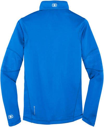 Am image of a Custom Ogio Fulcrum Quarter Zip in Electric Blue!