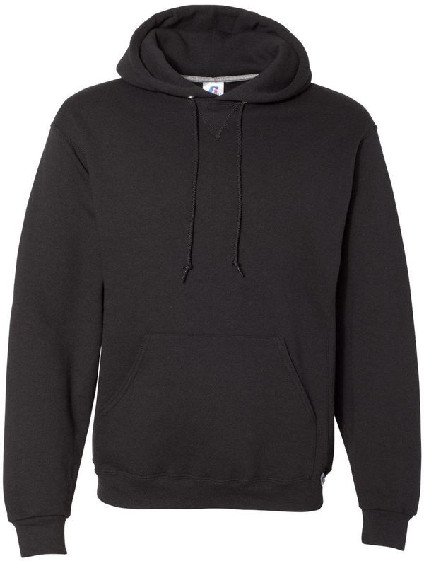 Am image of a Custom Russell Athletic Dri Power Fleece Hoodie in Black!
