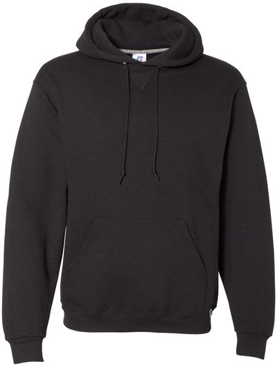 Am image of a Custom Russell Athletic Dri Power Fleece Hoodie in Black!