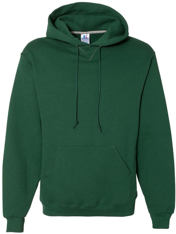 Am image of a Custom Russell Athletic Dri Power Fleece Hoodie in Dark Green!