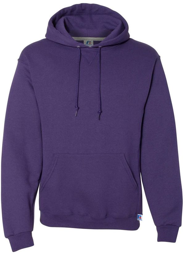 Am image of a Custom Russell Athletic Dri Power Fleece Hoodie in Purple!