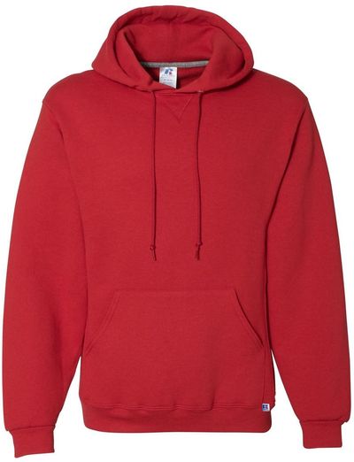 Am image of a Custom Russell Athletic Dri Power Fleece Hoodie in True Red!
