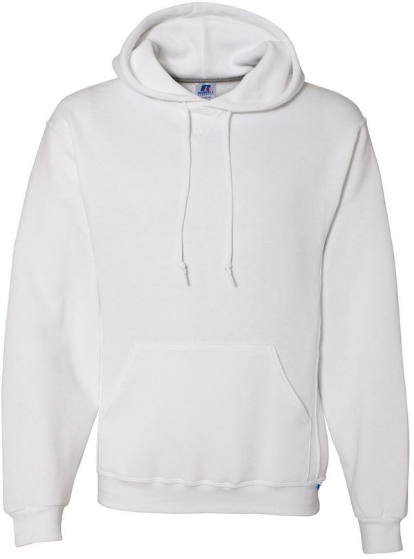 Am image of a Custom Russell Athletic Dri Power Fleece Hoodie in White!
