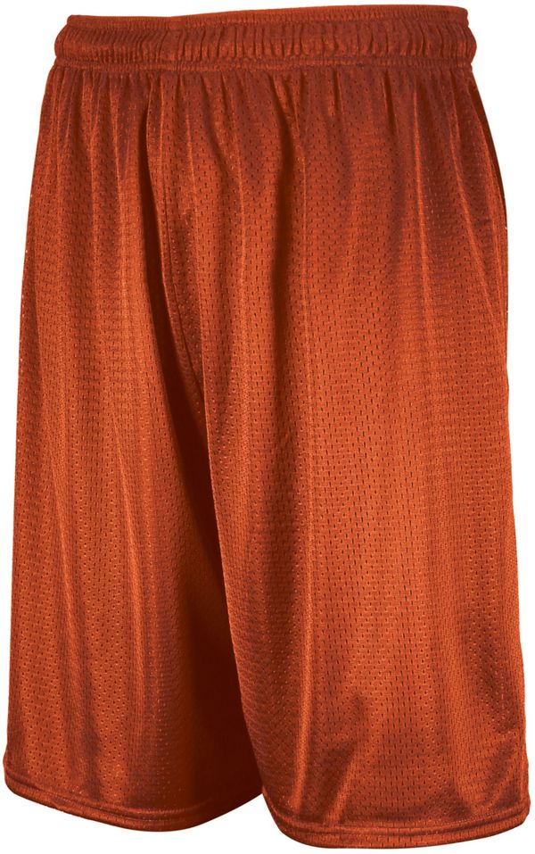 Am image of a Custom Russell Athletics Youth Dri Power Mesh Shorts in Burnt Orange!