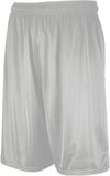 Am image of a Custom Russell Athletics Youth Dri Power Mesh Shorts in Grid Iron Silver!