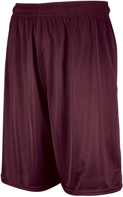 Am image of a Custom Russell Athletics Youth Dri Power Mesh Shorts in Maroon!