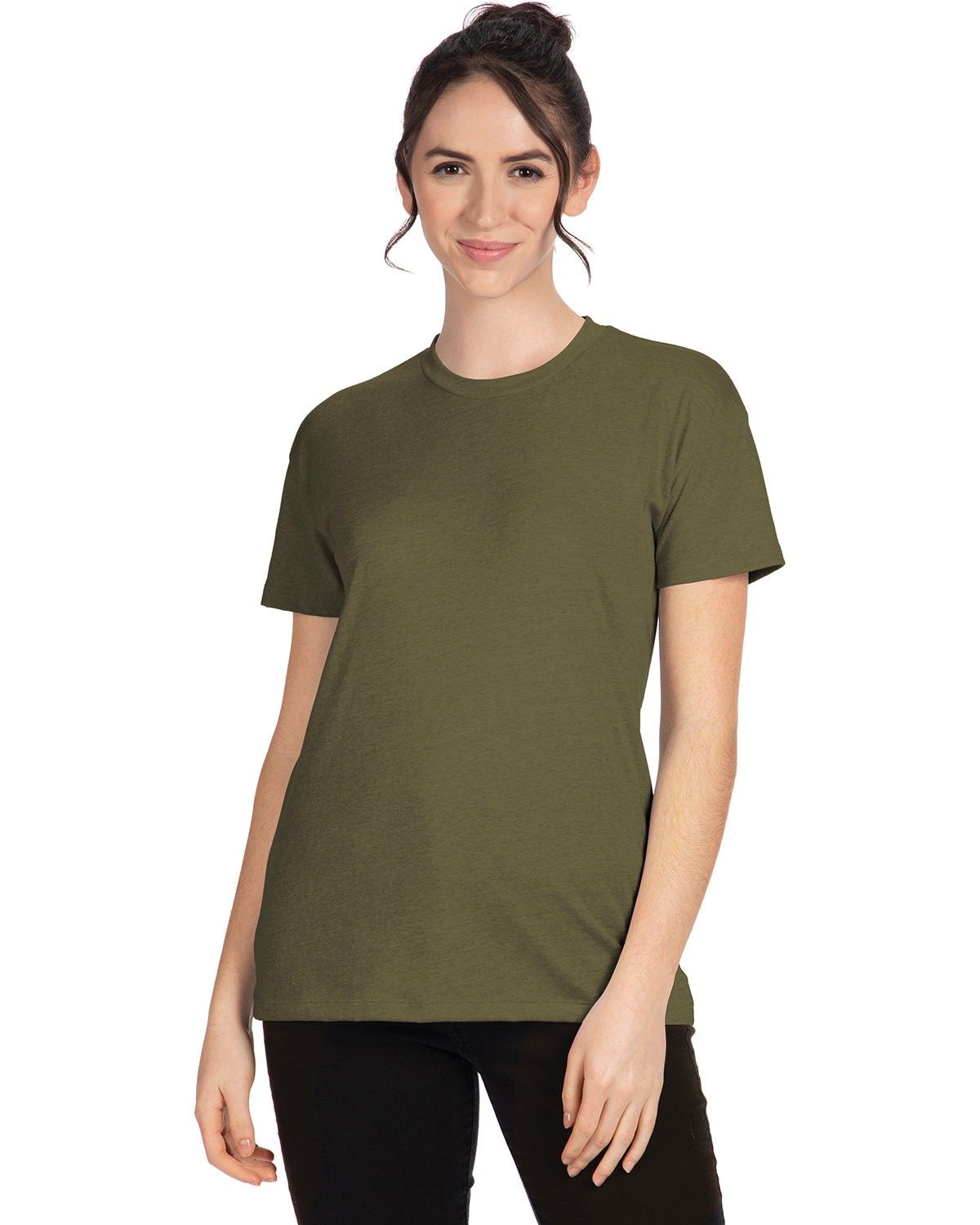 Next Level Ladies' Relaxed CVC T Shirt in MILITARY GREEN