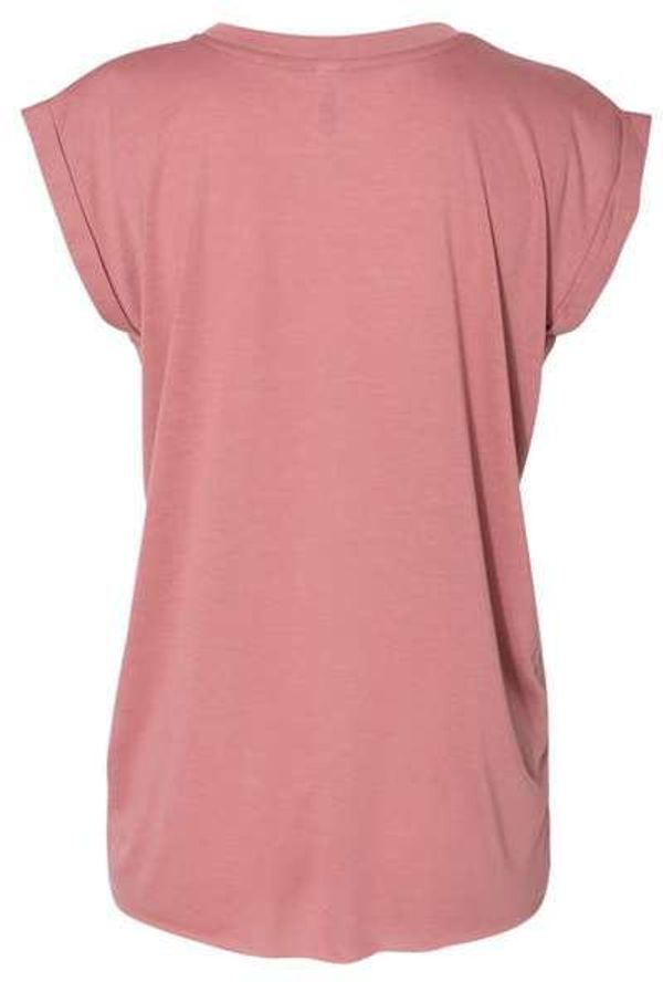 Am image of a Custom Bella and Canvas Womens Flowy Rolled Cuffs Muscle Tee in Mauve!