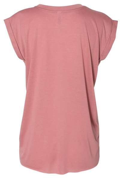 Am image of a Custom Bella and Canvas Womens Flowy Rolled Cuffs Muscle Tee in Mauve!