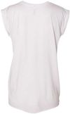 Am image of a Custom Bella and Canvas Womens Flowy Rolled Cuffs Muscle Tee in White!