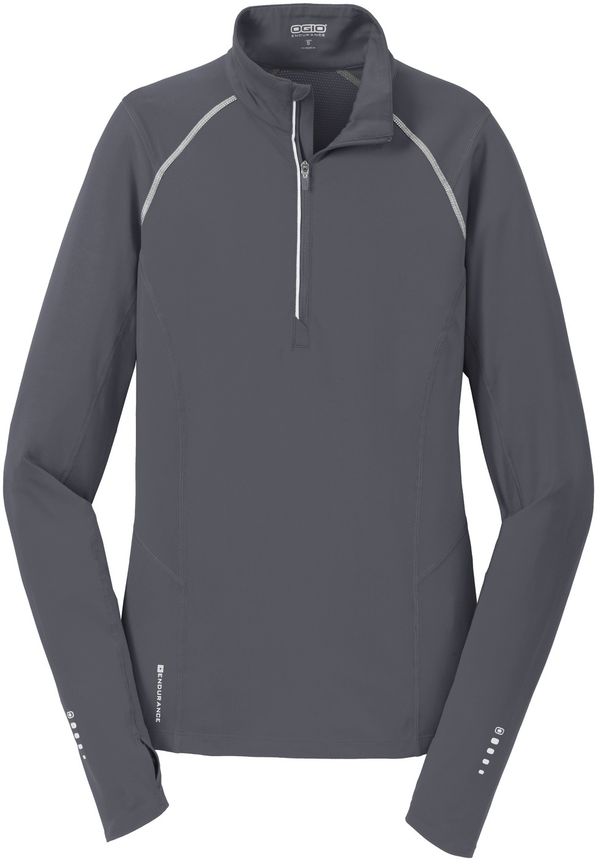 Am image of a Custom Ogio Ladies Nexus Quarter Zip Pullover in Gear Grey!