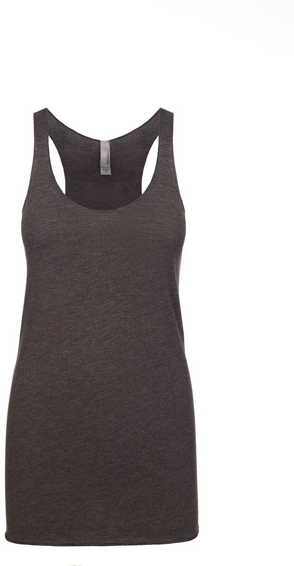 Am image of a Custom Next Level Ladies Tri Blend Racerback Tank in Macchiato!