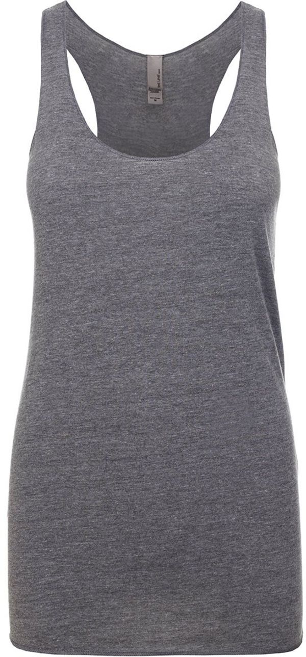 Am image of a Custom Next Level Ladies Tri Blend Racerback Tank in Premium Heather!