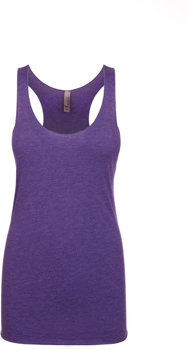 Am image of a Custom Next Level Ladies Tri Blend Racerback Tank in Purple Rush!