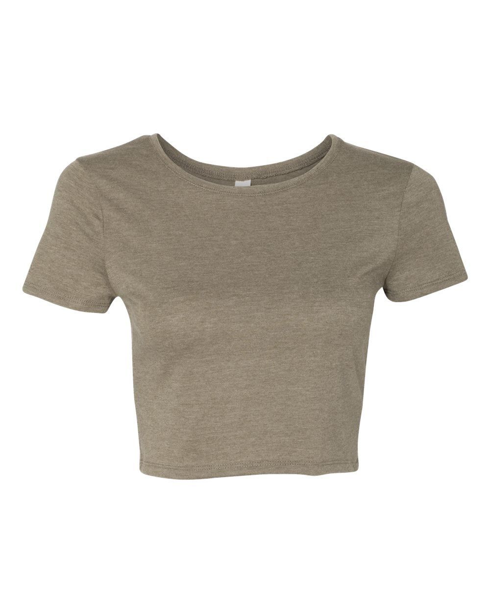 Bella and Canvas Womens Crop Tee in Heather Olive