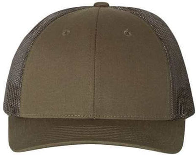 Am image of a Custom Richardson Low Pro Trucker Cap in Chocolate Chip/Grey!