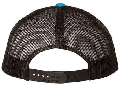 Am image of a Custom Richardson Low Pro Trucker Cap in Cyan/Black!