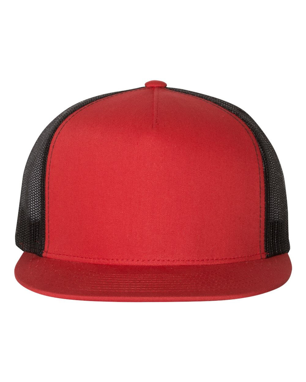 Yupoong Five Panel Classic Trucker Cap in Red/Black
