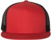 Am image of a Custom Yupoong Five Panel Classic Trucker Cap in Red/Black!