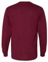 Am image of a Custom Gildan DryBlend Fifty Fifty Long Sleeve T Shirt in Maroon!