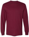 Am image of a Custom Gildan DryBlend Fifty Fifty Long Sleeve T Shirt in Maroon!