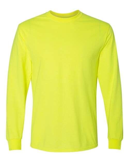 Gildan DryBlend Fifty Fifty Long Sleeve T Shirt in Safety Green