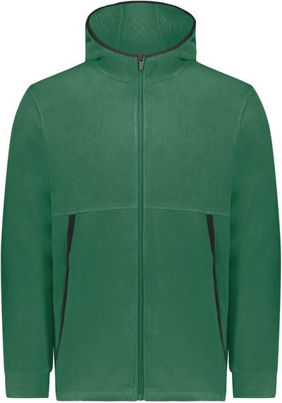 Am image of a Custom Augusta Fleece 2 Full Zip Hoodie in Dark Green!