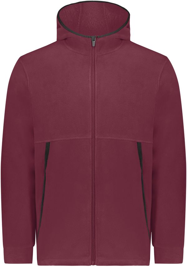 Am image of a Custom Augusta Fleece 2 Full Zip Hoodie in Maroon!