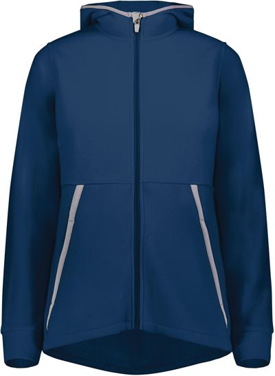 Am image of a Custom Augusta Ladies Chill Fleece 2 Full Zip Hoodie in Navy!