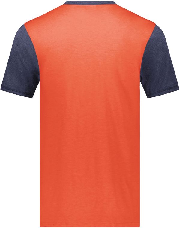 An image of a Custom Augusta Gameday Vintage Ringer Tee in Orange Heather/Navy Heather!