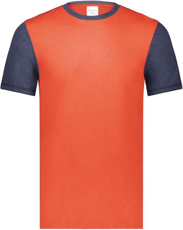 An image of a Custom Augusta Gameday Vintage Ringer Tee in Orange Heather/Navy Heather!