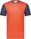 An image of a Custom Augusta Gameday Vintage Ringer Tee in Orange Heather/Navy Heather!
