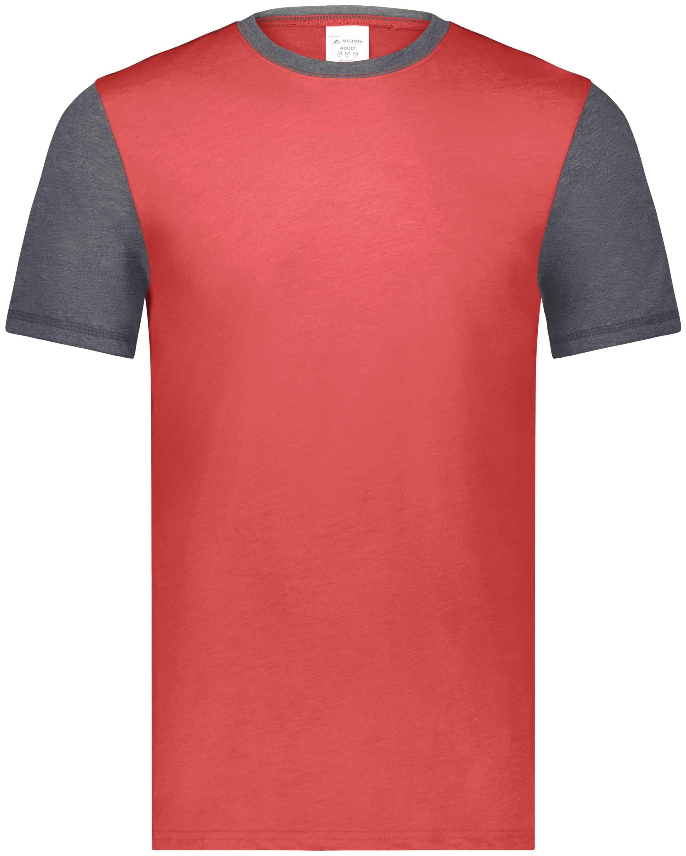 Augusta Gameday Vintage Ringer Tee in Scarlet Heather/Carbon Heather