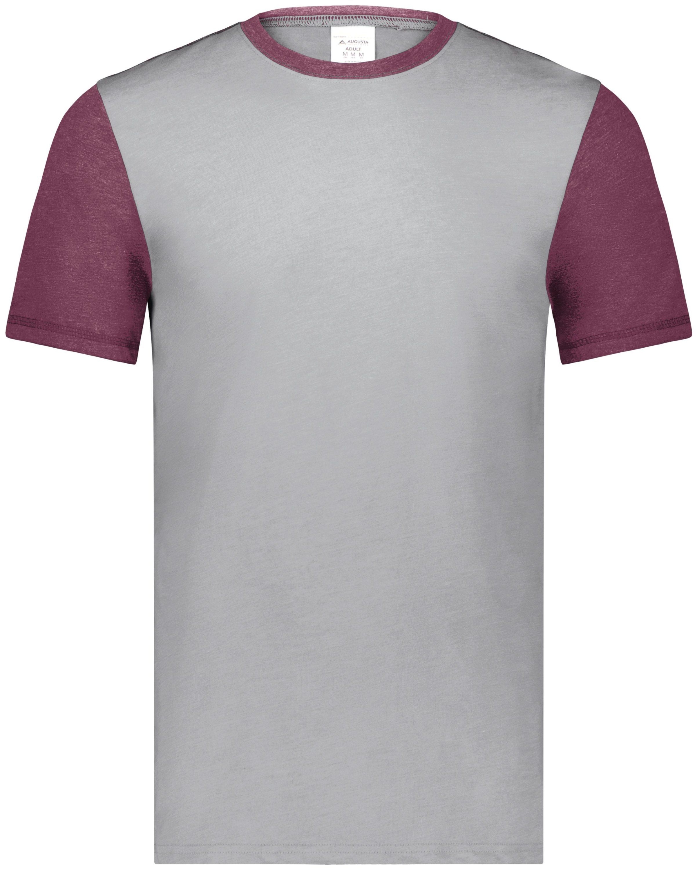 Augusta Gameday Vintage Ringer Tee in Grey Heather/Maroon Heather