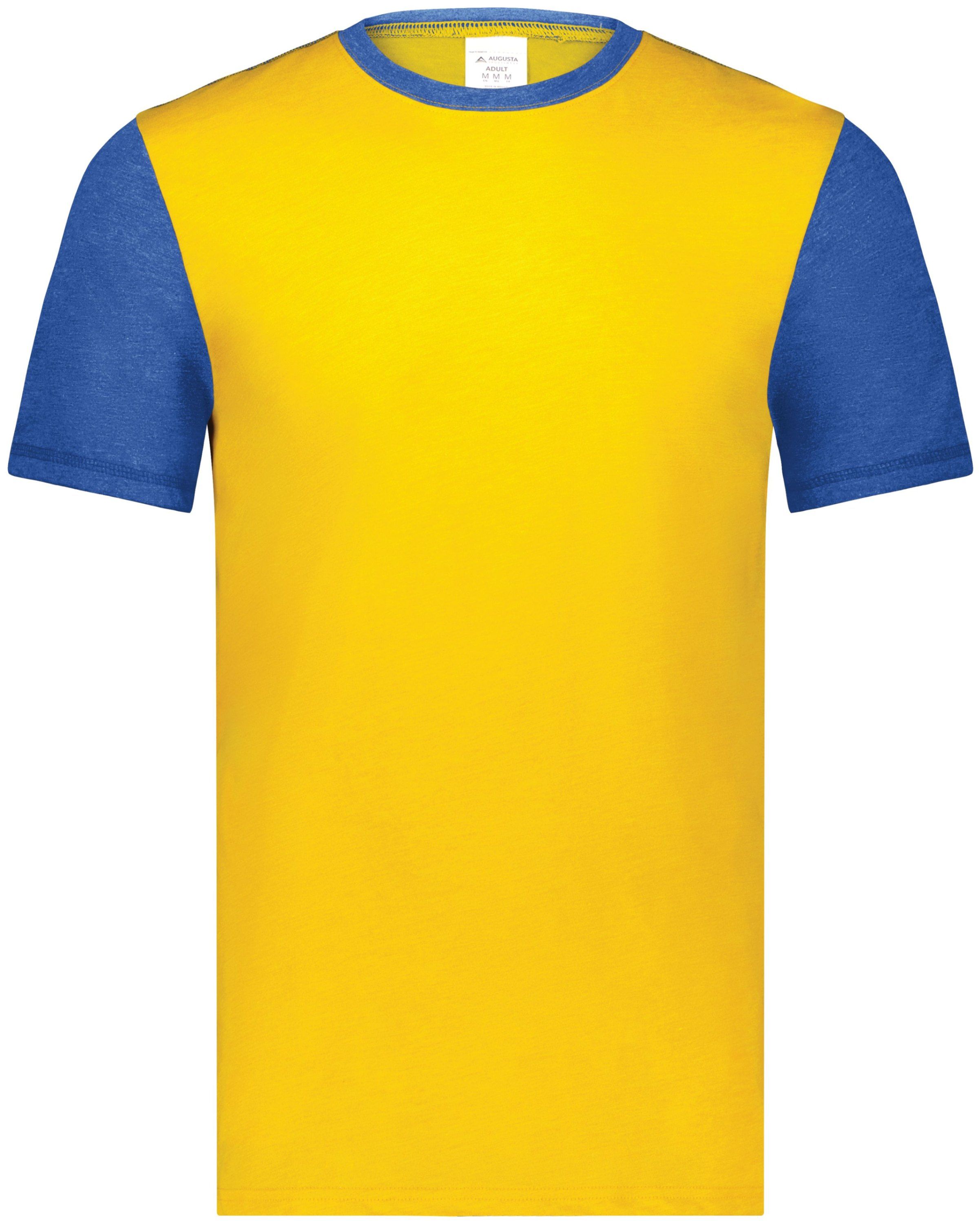 Augusta Gameday Vintage Ringer Tee in Gold Heather/Royal Heather