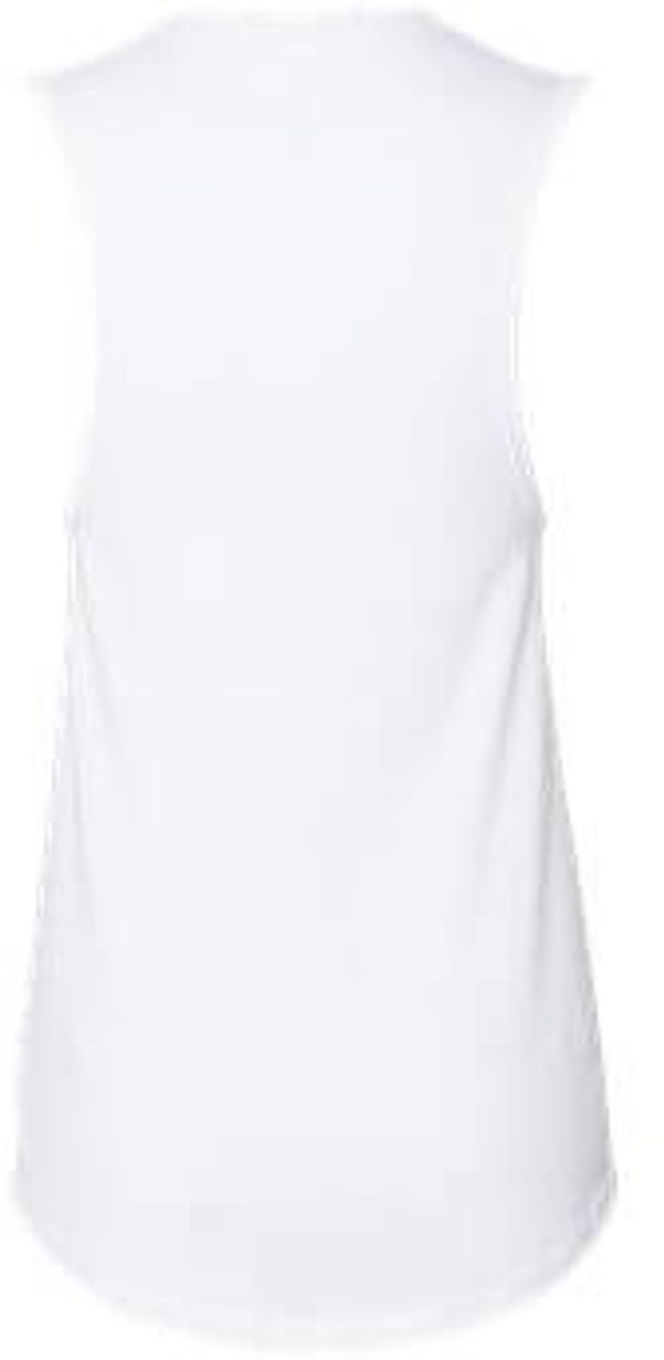Am image of a Custom Bella and Canvas Ladies Jersey Muscle Tank in White!